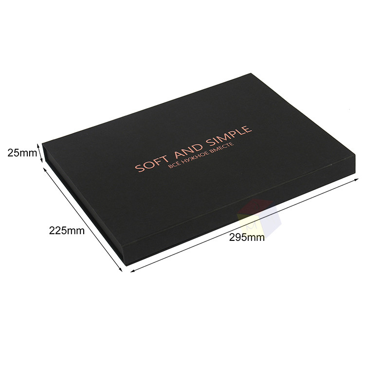 Rigid Cardboard Gift Packaging Box Book Shape Black Paper A4 Magnetic Gift Boxes