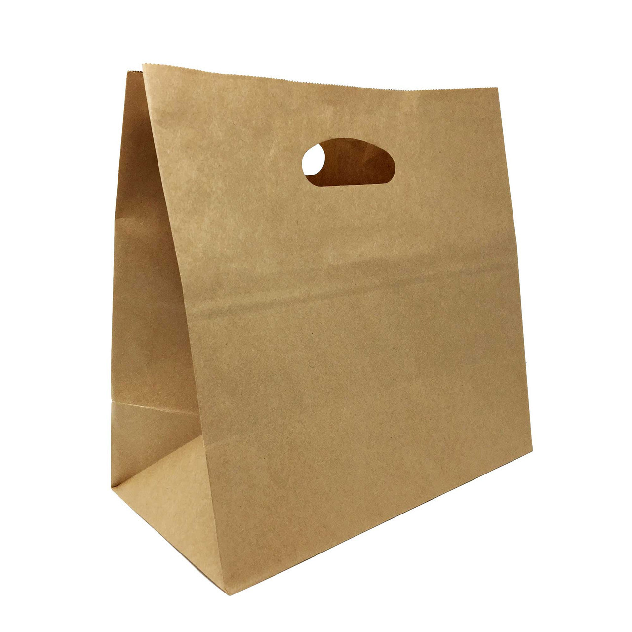 CMYK Printed Custom Brown Kraft Paper Bag With Die Cutting Handle