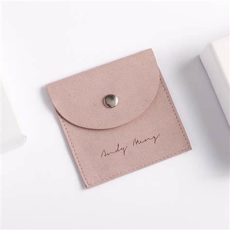 Microfiber Fabric Jewelry Pouch Earrings Necklace Packaging Foil Stamping