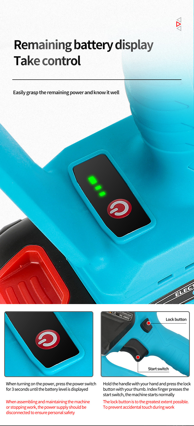 8 Inch 21V Cordless Electric Chainsaw Brushless Landscape Carpenter Chainsaw Replacement Makita B