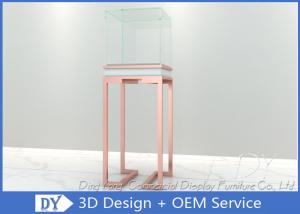 China OEM Rose Gold Glass Jewelry Display Case Pedestal Display Furniture wholesale