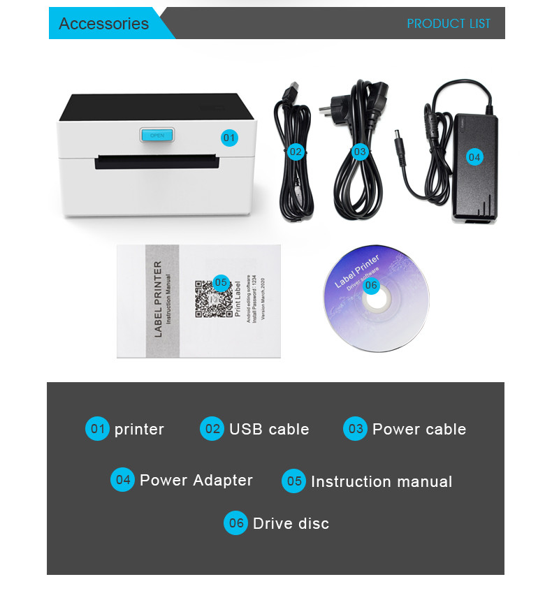 110mm USB Label Printer Bluetooth Wifi Desktop Barcode Printer