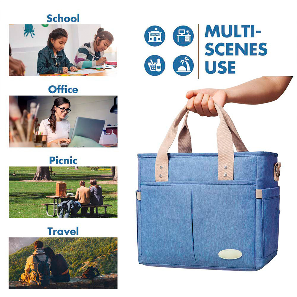 Collapsible Wide Mouth Opening Insulated Lunch Handbag