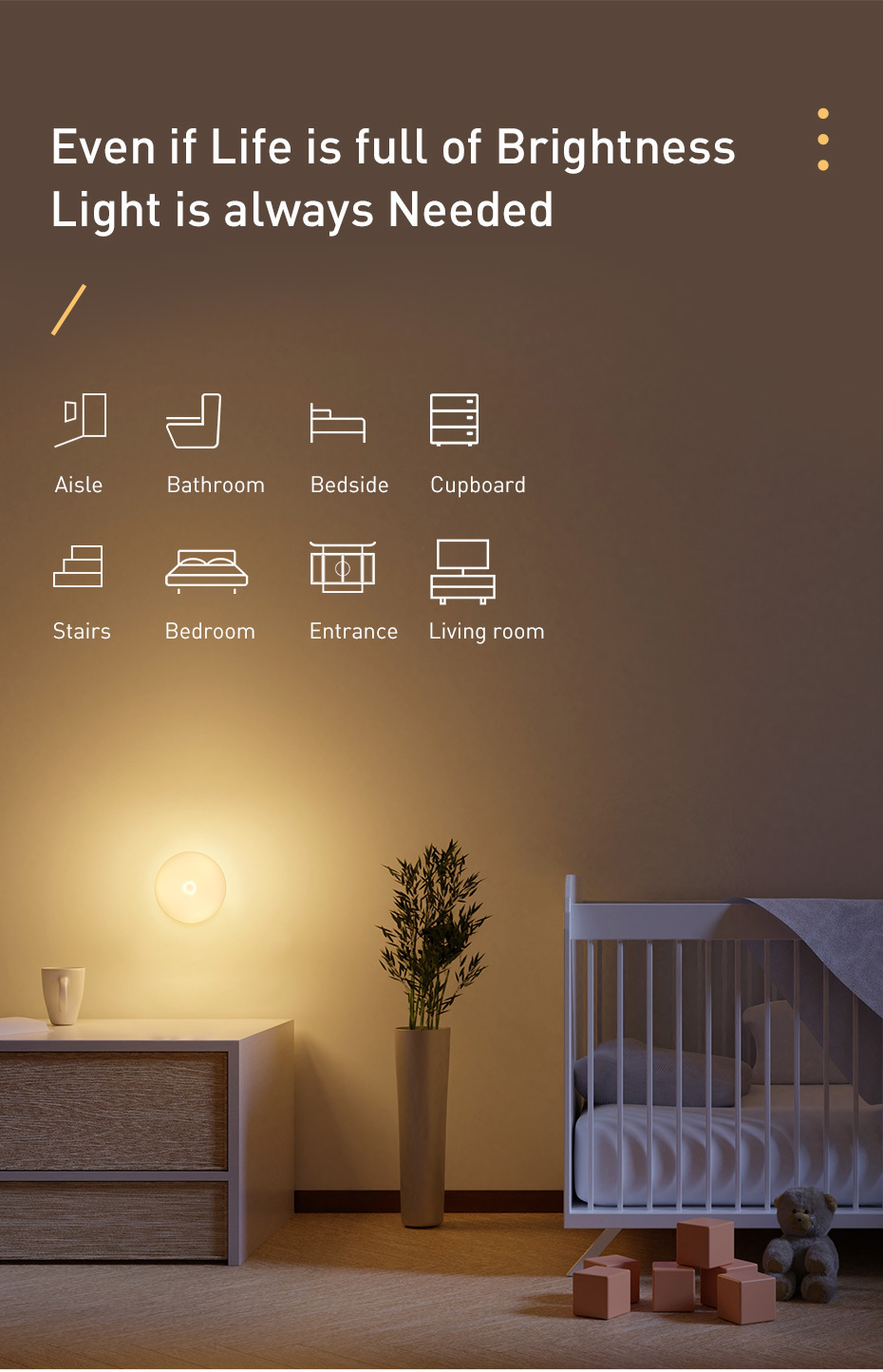 Cordless 3000-3200K 0.6W Battery Operated Motion Activated Closet Light