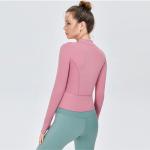 Women's Full Zip Sports Horse Riding Tops Solid Color Long Sleeve Soft Nylon