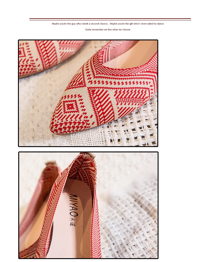 Hot Sale Lightweight Breathable Women's Shoes Pointed Toe Geometric Pattern Casual Flats