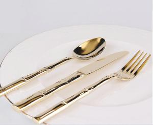 China Newto bamboo high quality gold dinnerware/gold flatware/colorful cutlery wholesale