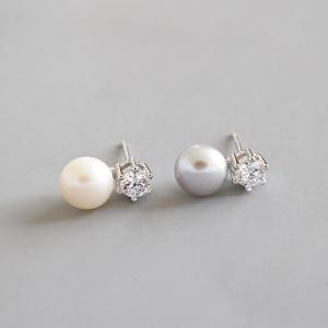 China Lanciashow 925 Sterling Silver Jewelry Natural Freshwater Pearl Stud Earrings wholesale
