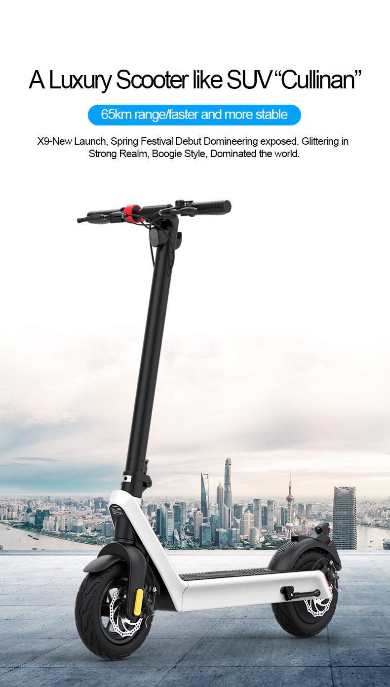 X9 E-scooter Folding Electric Scooter 16.5Ah 850w 10inch Long Range Motorcycle Charger DC42V/2A Waterproof level IP54 EU US Warehouse