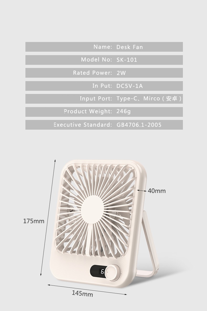 Portable Mini Cooling Fan for Office Home Rechargeable Small Foldable Personal Table