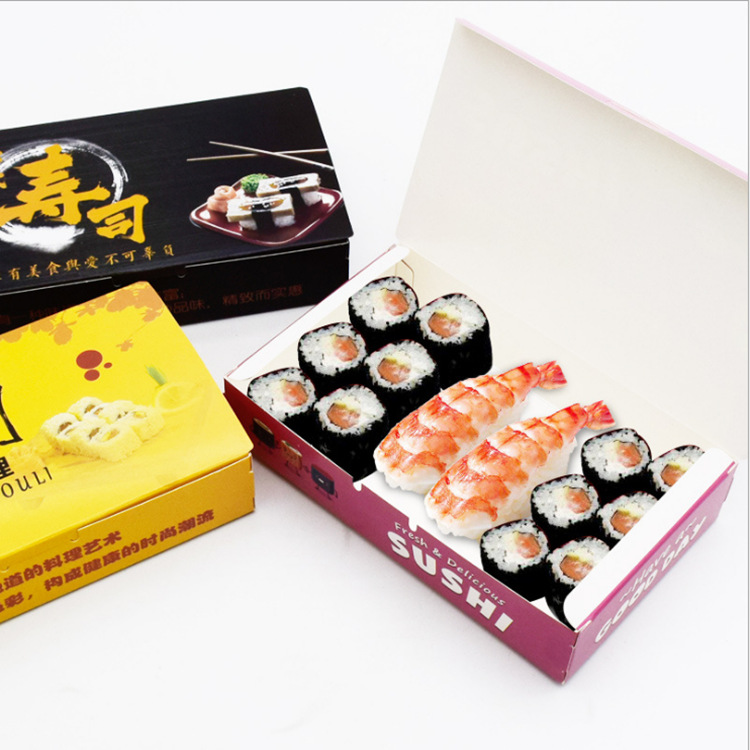 Leakproof Hamburg Sushi Bento Paper Box 17*10.3*3.6cm with Sushi Trays Type