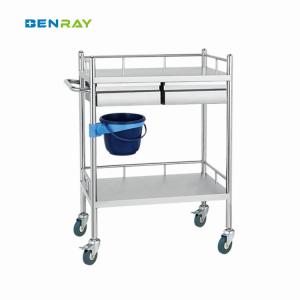 China 2 Layer Hospital Stainless Steel Medical Instrument Trolley wholesale