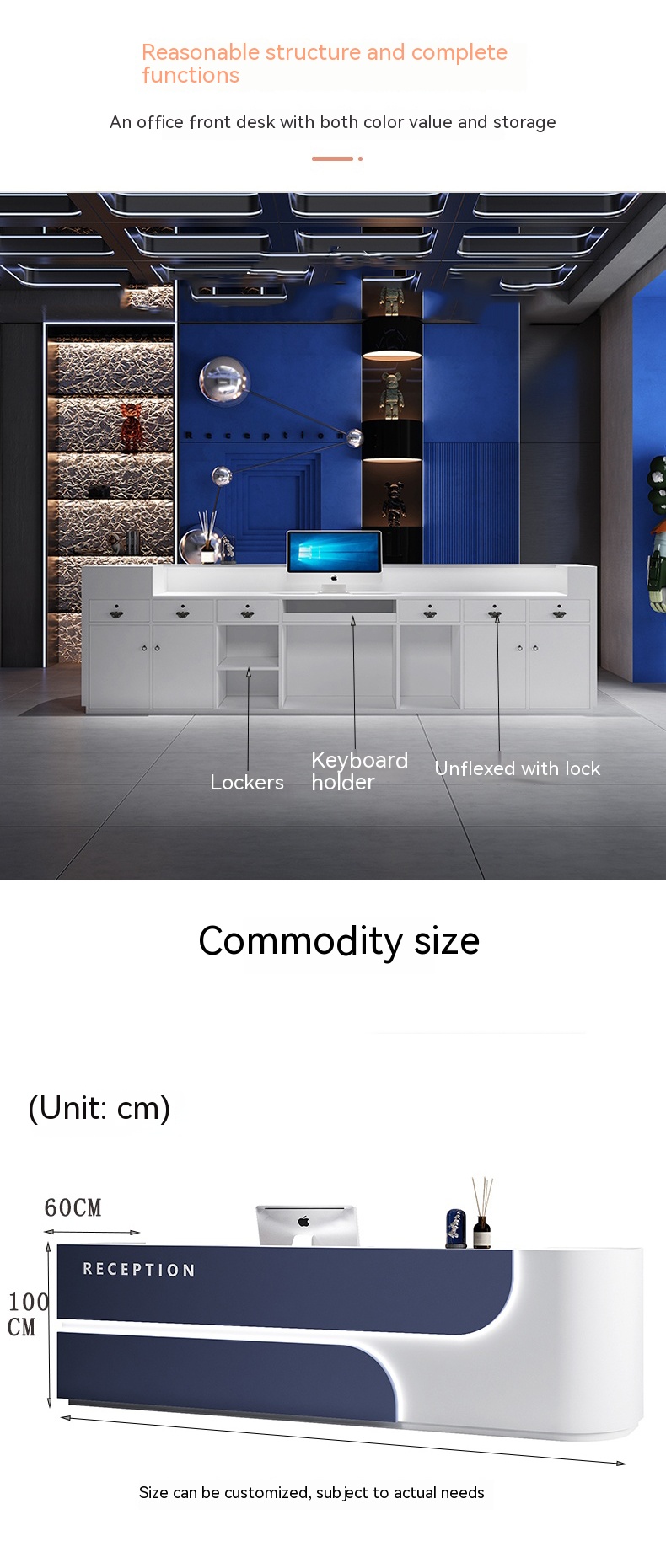 Multifunctional Reception Desk for Lacquer Beauty Salon Bar and Hotel Front Desk
