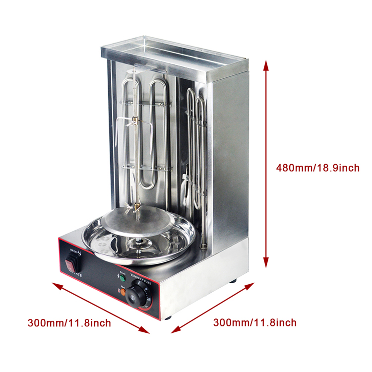 2 Burners Electric Vertical Rotisserie Chicken Broiler for Automatic Meat Production