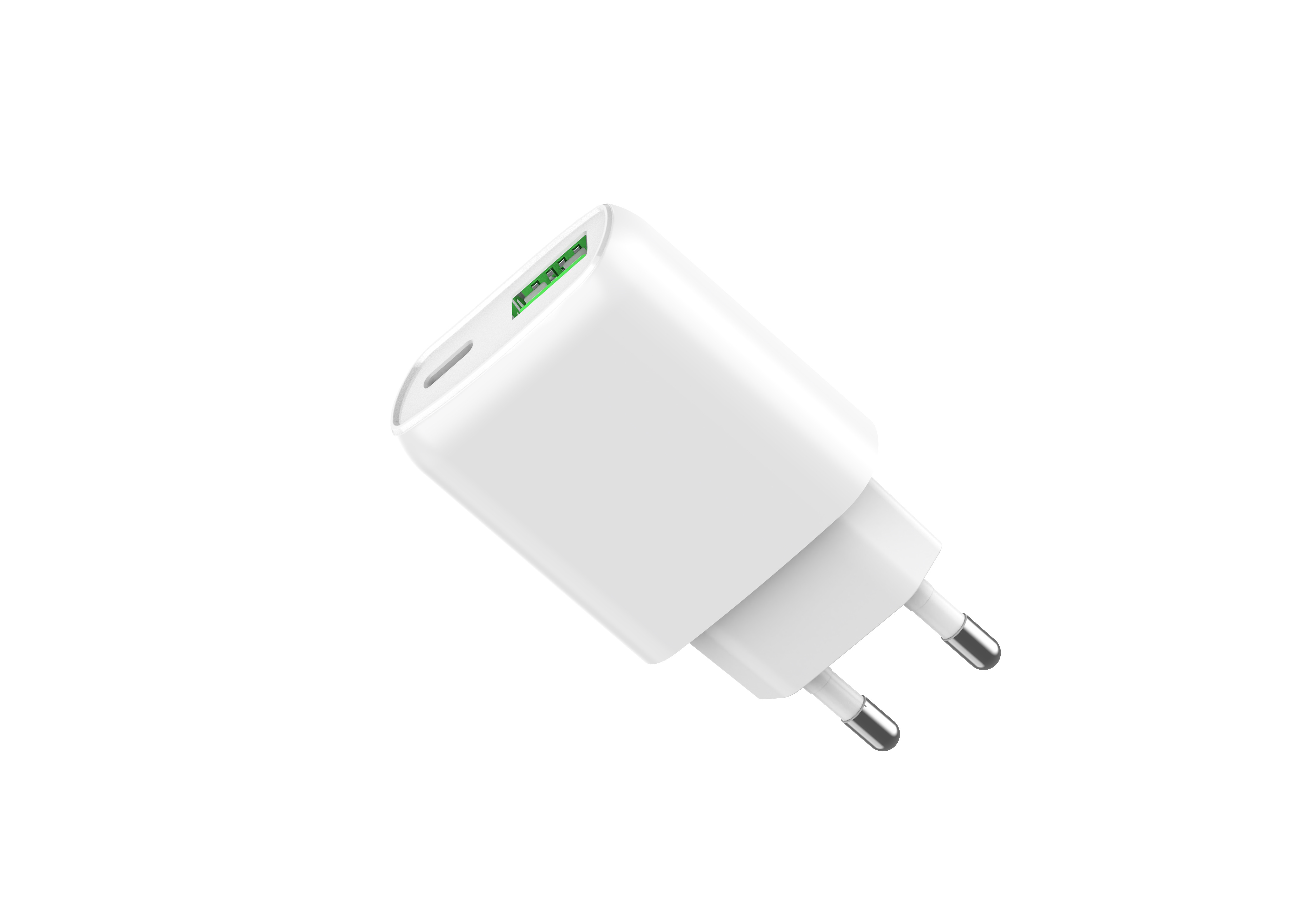 EU Plug Quick Charge Wall Charger Adapter with USB-C and USB-A Output 20W