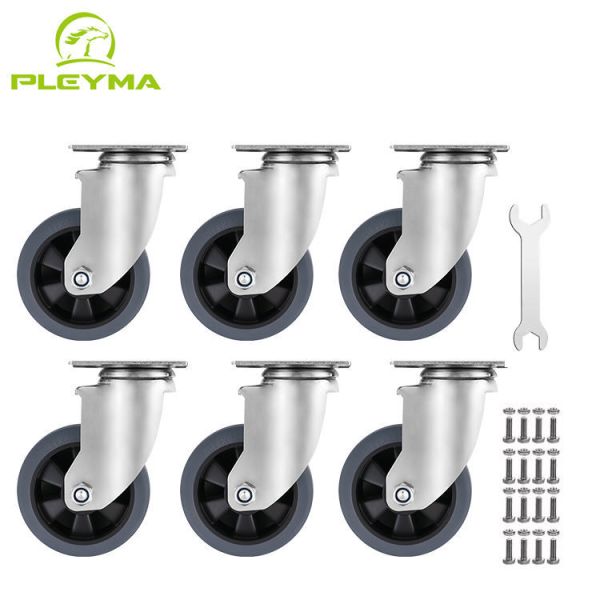 OEM Medium and Heavy Duty 3 Inch Rotating TPR Casters Steel Rubber Swivel Caster with Bearing