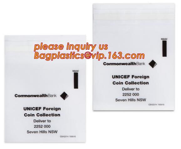 security deposit bags bank deposit bags cash deposit bags, general bank plastic deposit bags supply, Coin and Bank Note