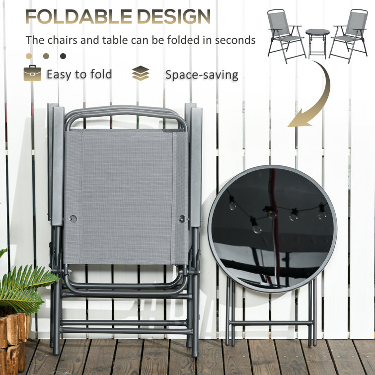 Portable Foldable Chair Balcony Furniture Bistro Set Garden Chair AJUNION Metal Outdoor