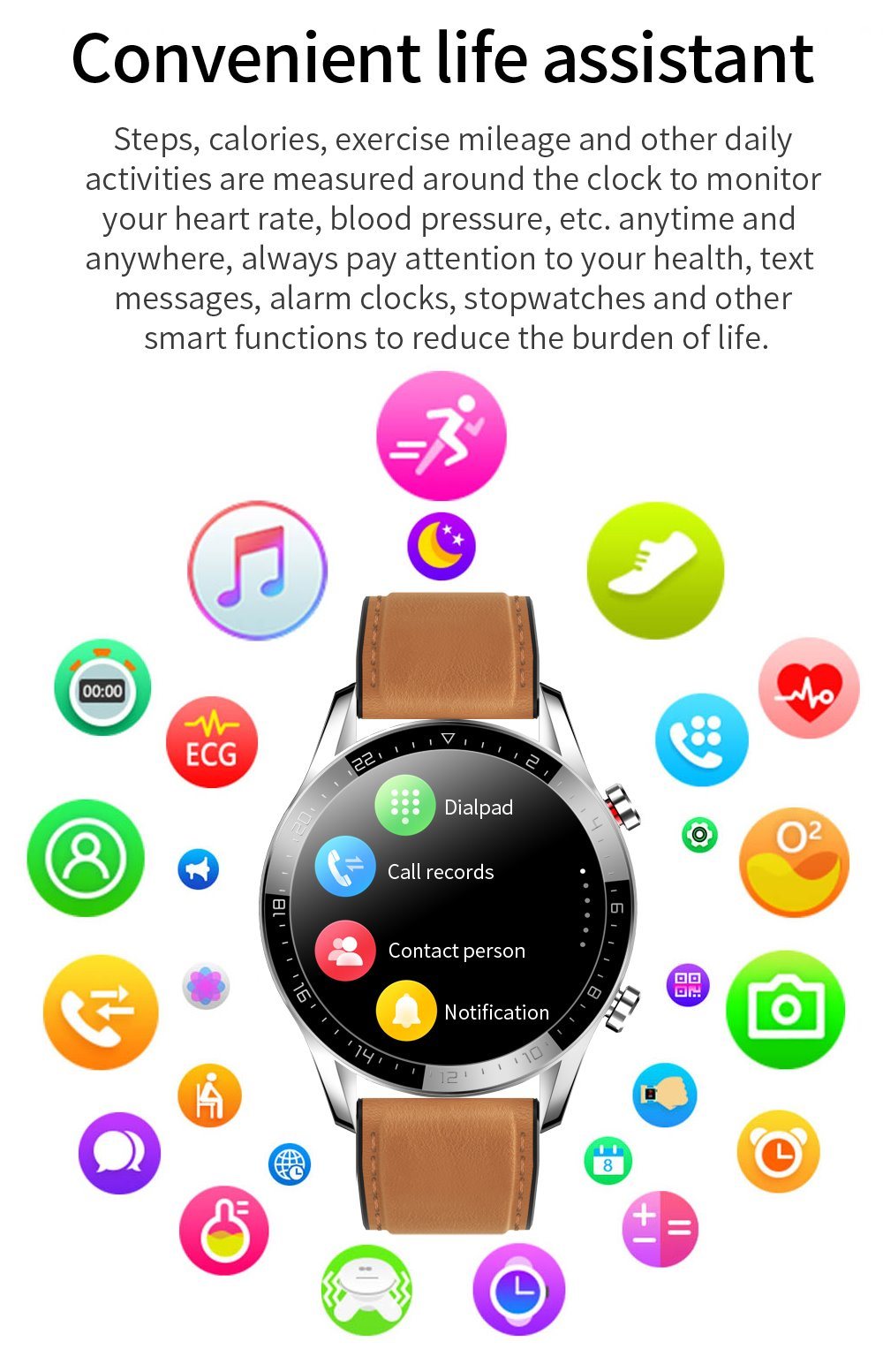Amazon Hot Style Two Colors Bluetooth Call Waterproof Smartwatch Hl05 NFC Casual Fitness Wear 202 Popular Gift Watch ECG