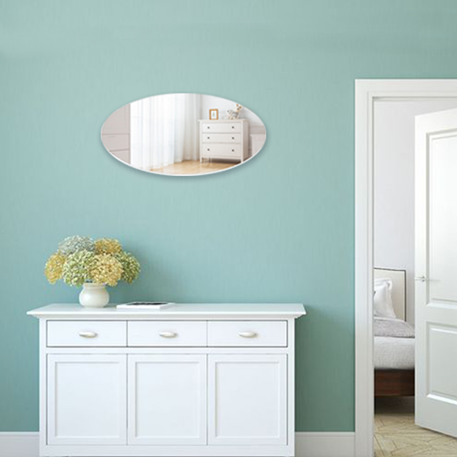 Durable Wall Mounted Makeup Mirrors Oval Frameless Bathroom Mirror