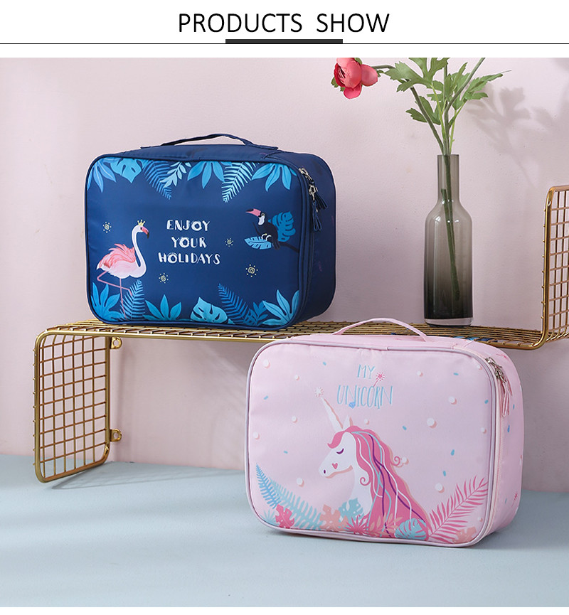 Portable L260mm Polyester Cosmetic Bag With Mirror