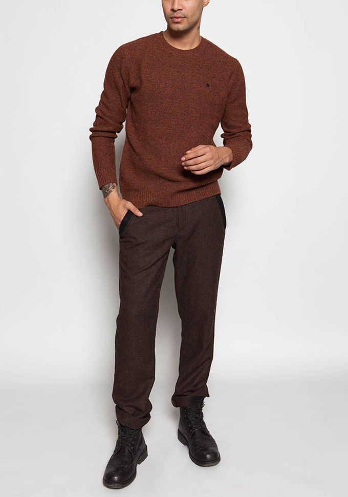 80 Lambswool 20 Nylon Knitted Pullover Mens , Chunky Pullover Sweater With Intarsia Elbow
