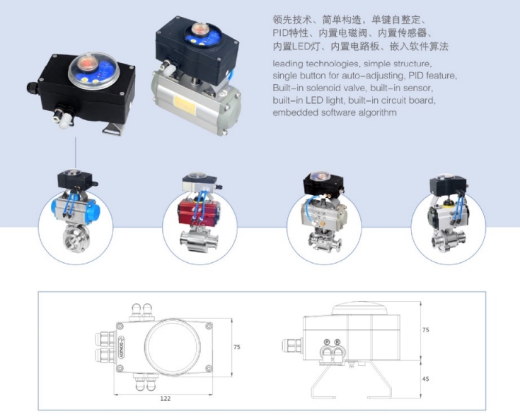 Valve with Aluminum actuator with Intelligent C TOP-1561 control unit to feedback PLC