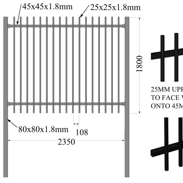 flat top tubular steel fence panels for the pool, stain black INTERPON powder 1200mm x 2500mm
