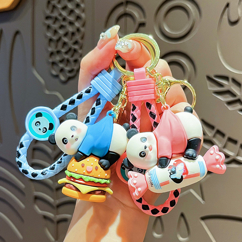 30g Lightweight Cute Cartoon Panda Keychain Pendant for Kids' Handbags Christmas Gifts