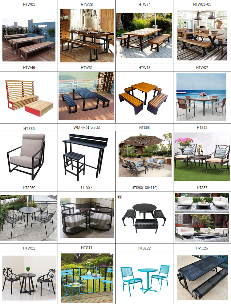 Factory Price Outdoor Dining Coffee Table Metal Round Picnic Table and Bench