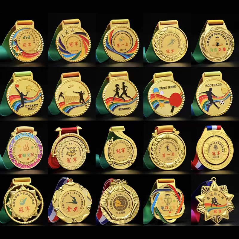 Wholesale customized design die casting gold medal medailles with ribbon