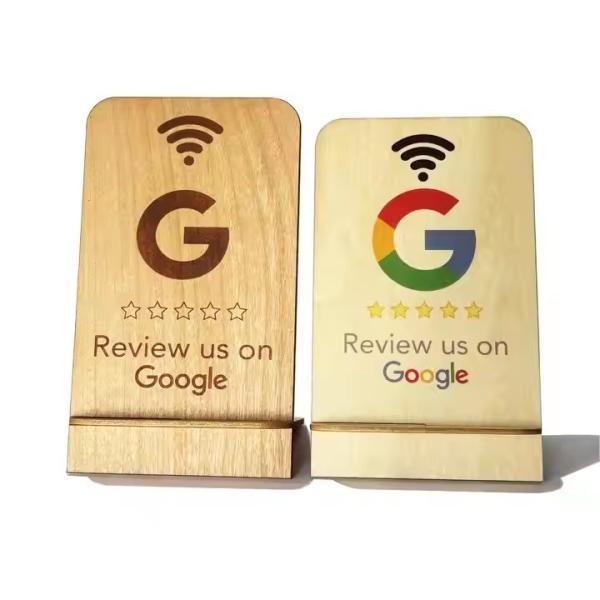 Google Review NFC Wood Stand Display Business Reviews Smart NFC Wooden Stand for