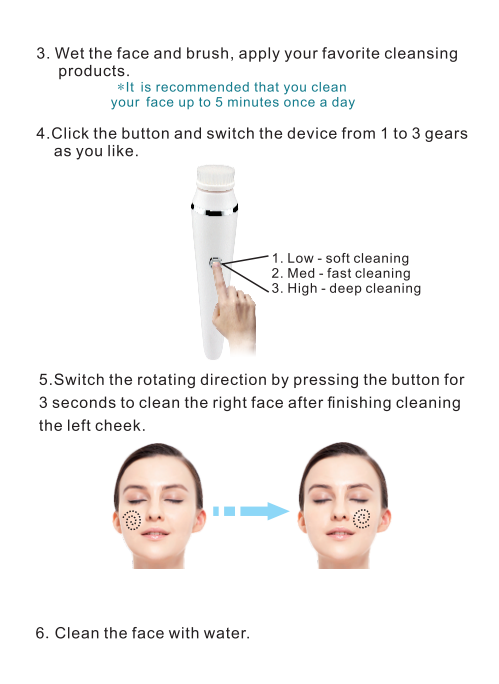 300 MAH Rechargeable Facial Cleansing Brush , Spin Brush Face Cleanser
