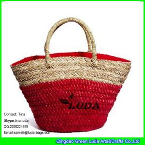 China LUDA red monogrammed beach bags seagrass woven straw bags wholesale