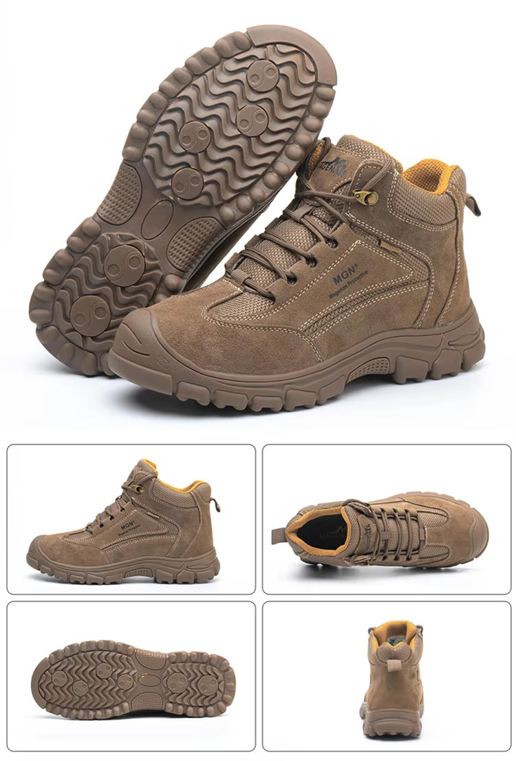 Steel Toe Comfortable Safety Shoes Mens Brown Work Boots With Kevlar Plate