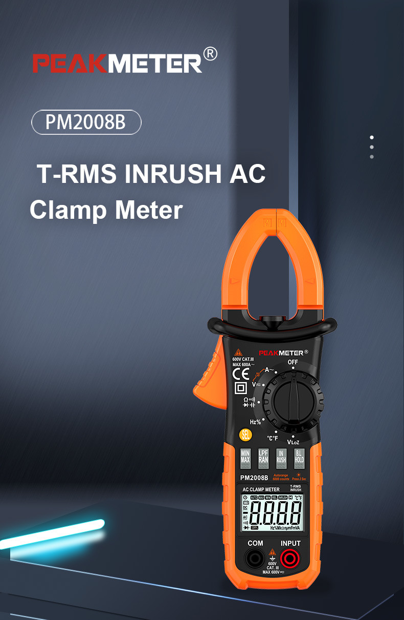 AC Digital CLamp Meter With Auto And Manual Range，Ammeter , Voltmeter , Ohmmeter And Backlight Current Measurement