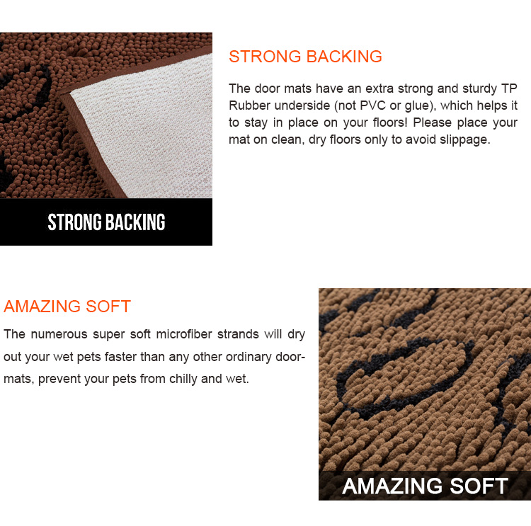 Absorbent 2.5cm Cat Litter Mats 100% Polyester Microfiber
