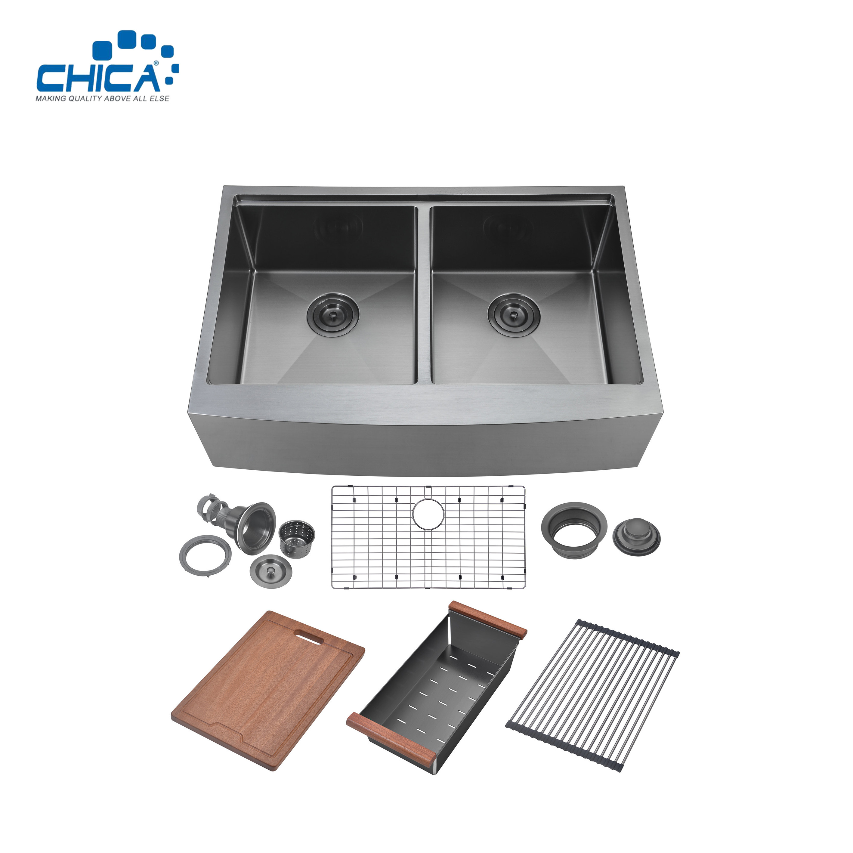 Apron Front stainless steel Double Bowl Kitchen Sinks Handmade House Kitchen Sinks
