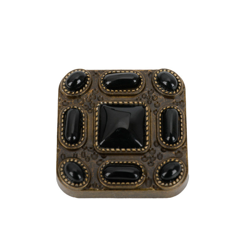 China Square Shape Handbag Lock Hardware Dark Black Stone Purse Lock wholesale