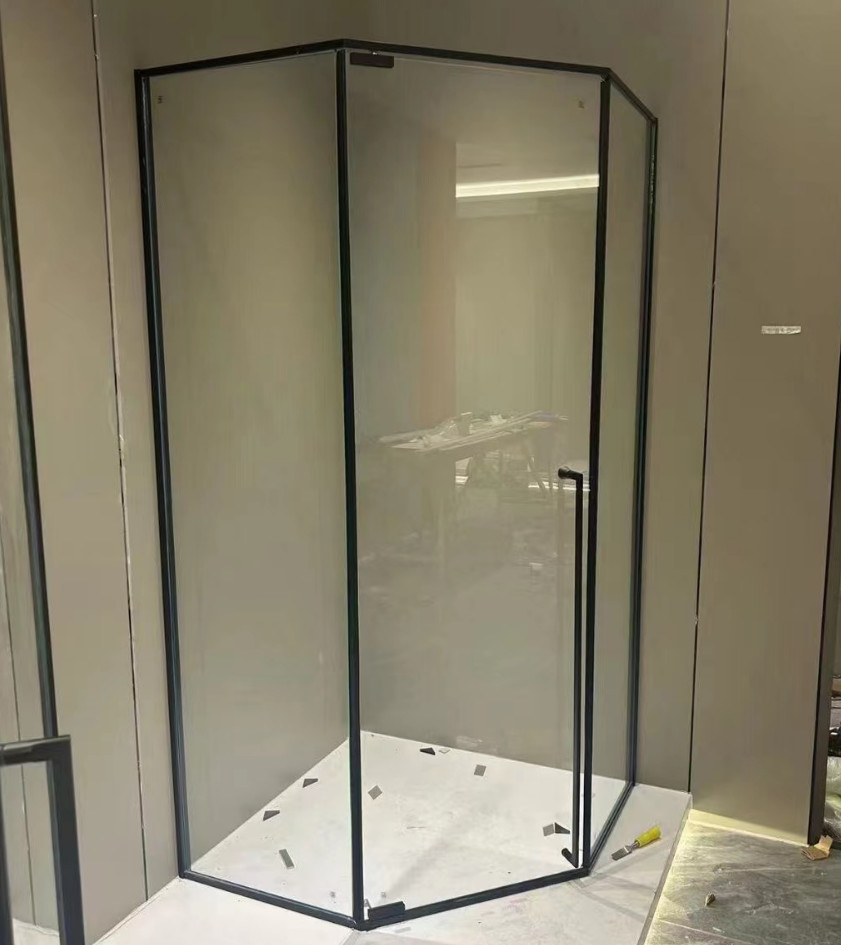 Square 304 Stainless Steel Shower Room Glass Door Partition, Bathroom Glass Door Accessories