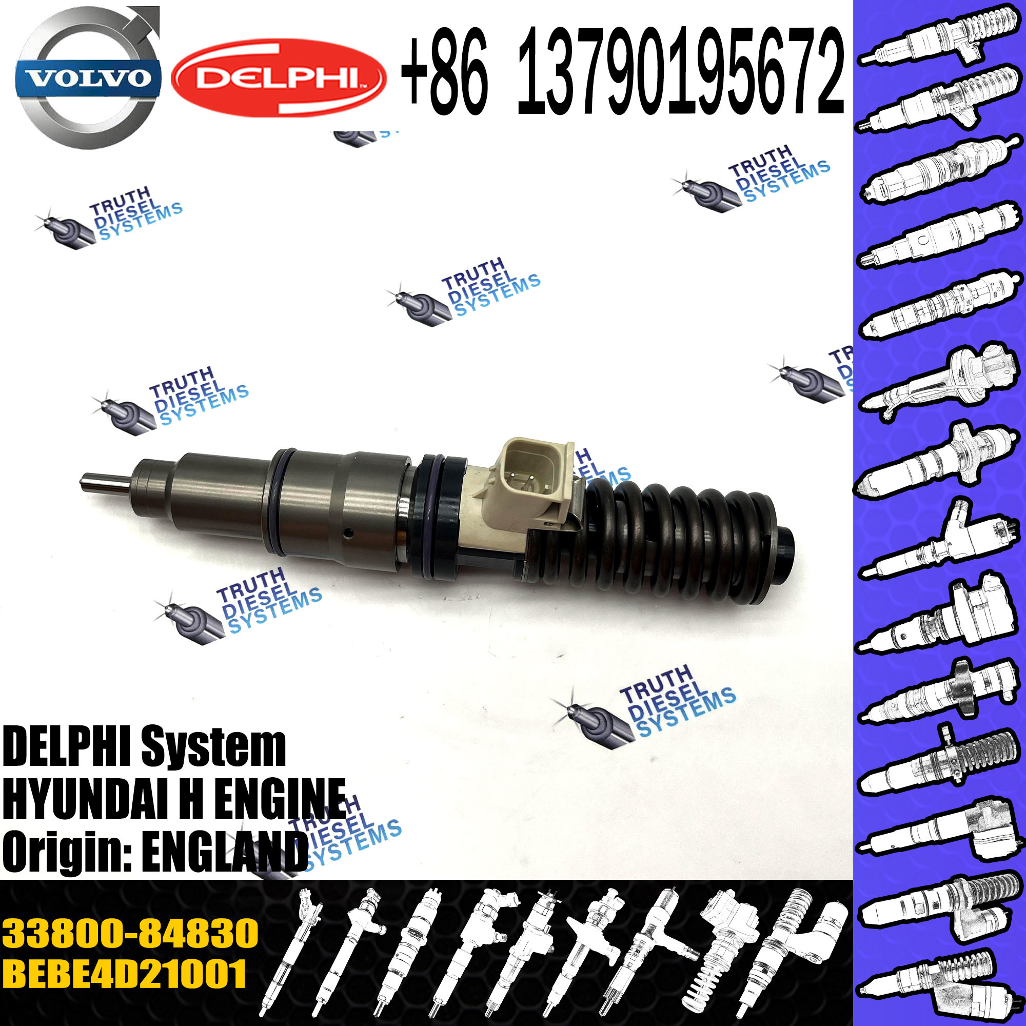 New Diesel Fuel Injector 33800-84830 for VOL HYUNDAI 3380084830 BEBE4D21001 33800-84830 E3-E3.18