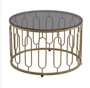 China Round Stainless Steel Frame Tempered glass top End Table Coffee table wholesale