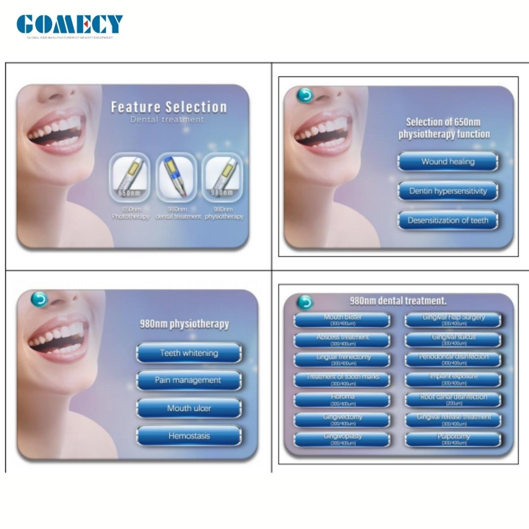Dental Soft Tissue Laser 980nm Teeth Physiotherapy Pain Removing Teeth Whitening Laser Dental Clinic Therapy