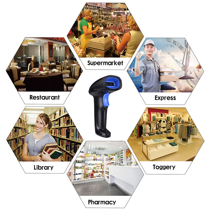 1D CCD Bluetooth Barcode Scanner Wireless For Store Supermarket YHD-1100CB