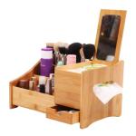 bamboo makeup organizer with mirror