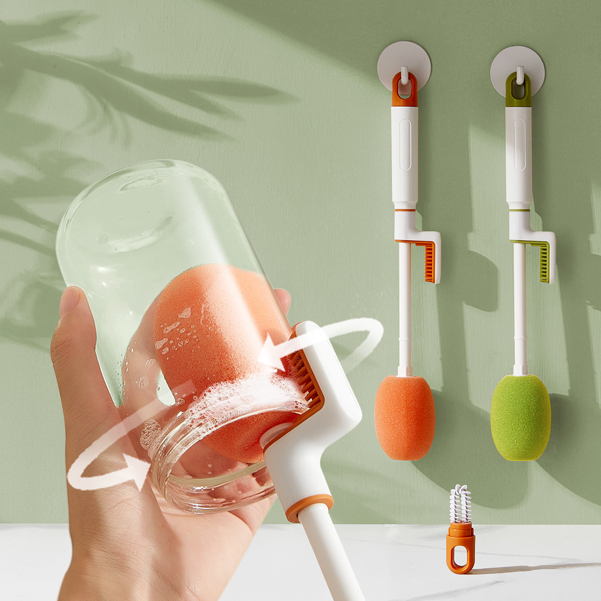 Versatile Silicone Bottle Cleaning Brush 360 Degree Glass Cup Washing Kitchen Cleaning Tool Set