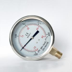 China 1/2 NPT 4 Inches Liquid Filled Pressure Gauge Bottom Mount 15-60 Psi Stainless Steel Case wholesale