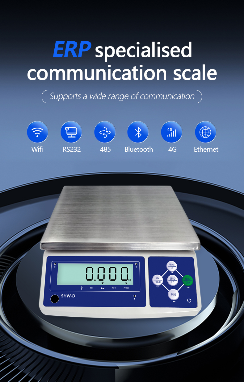 SHWDL-30KG USB Storage Communication Scale with LCD Display and AC/DC Power Supply