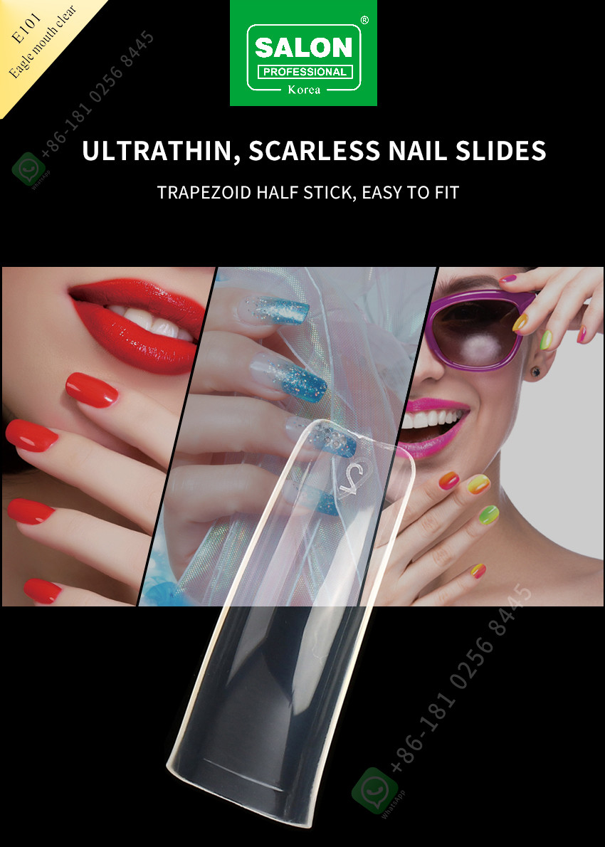 Salon beauty false eagle month square nail tips French manufacture acrylic extra-long half cover tips