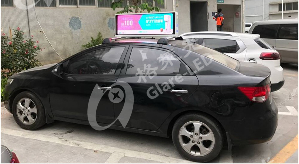 4G Car Vehicle Double Display Taxi Roof LED Display Advertising Signs P5 Led Module Screen